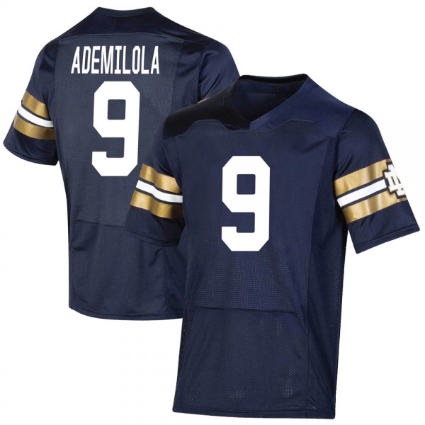 Justin Ademilola Notre Dame Fighting Irish NCAA Youth #9 Navy Premier 2021 Shamrock Series Replica College Stitched Football Jersey EST5255OF